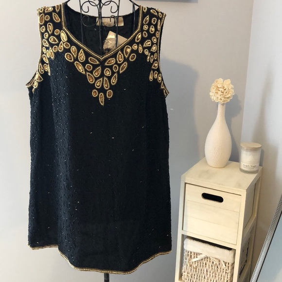 Roaman's Tops - New ROAMANS Beaded Sleeveless Top
